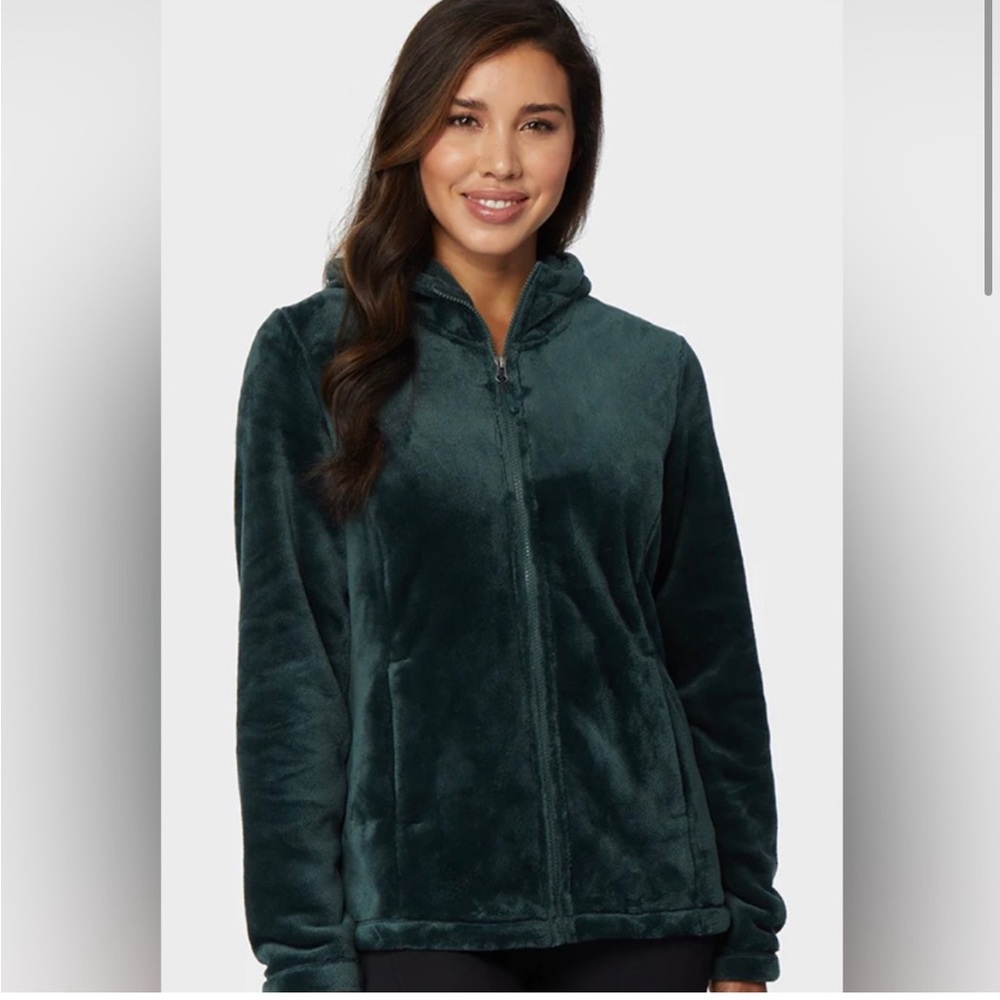 32 DEGREES Women Full Zipper Jacket Zipper Pockets Cozy Faux Fur Forest, S
